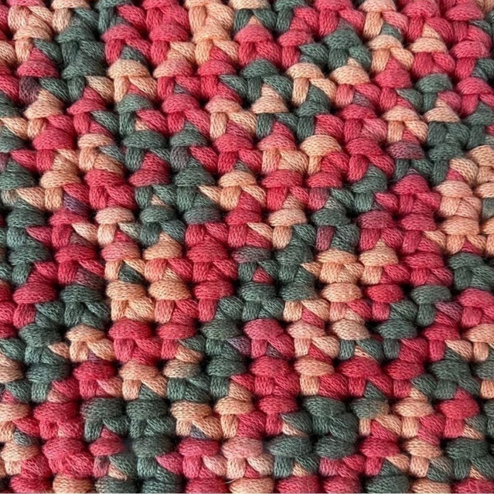Handmade Crochet Pink Rainbow Tote Purse Bag Sack Hand Crafted Multi Color - Picture 10 of 11